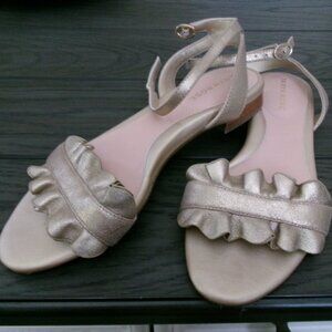 TARYN ROSE GOLD LEATHER SANDALS SIZE 37 6.5 MEASURES 9 1/4 ANKLE STRAP NICE